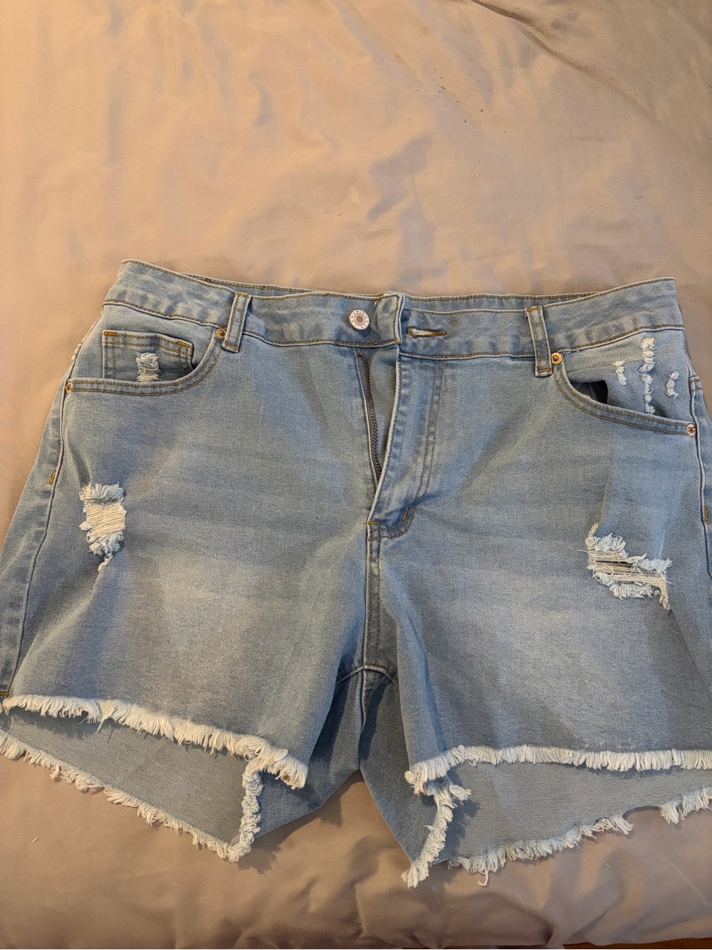 Light Blue Distressed Denim Women's Shorts
